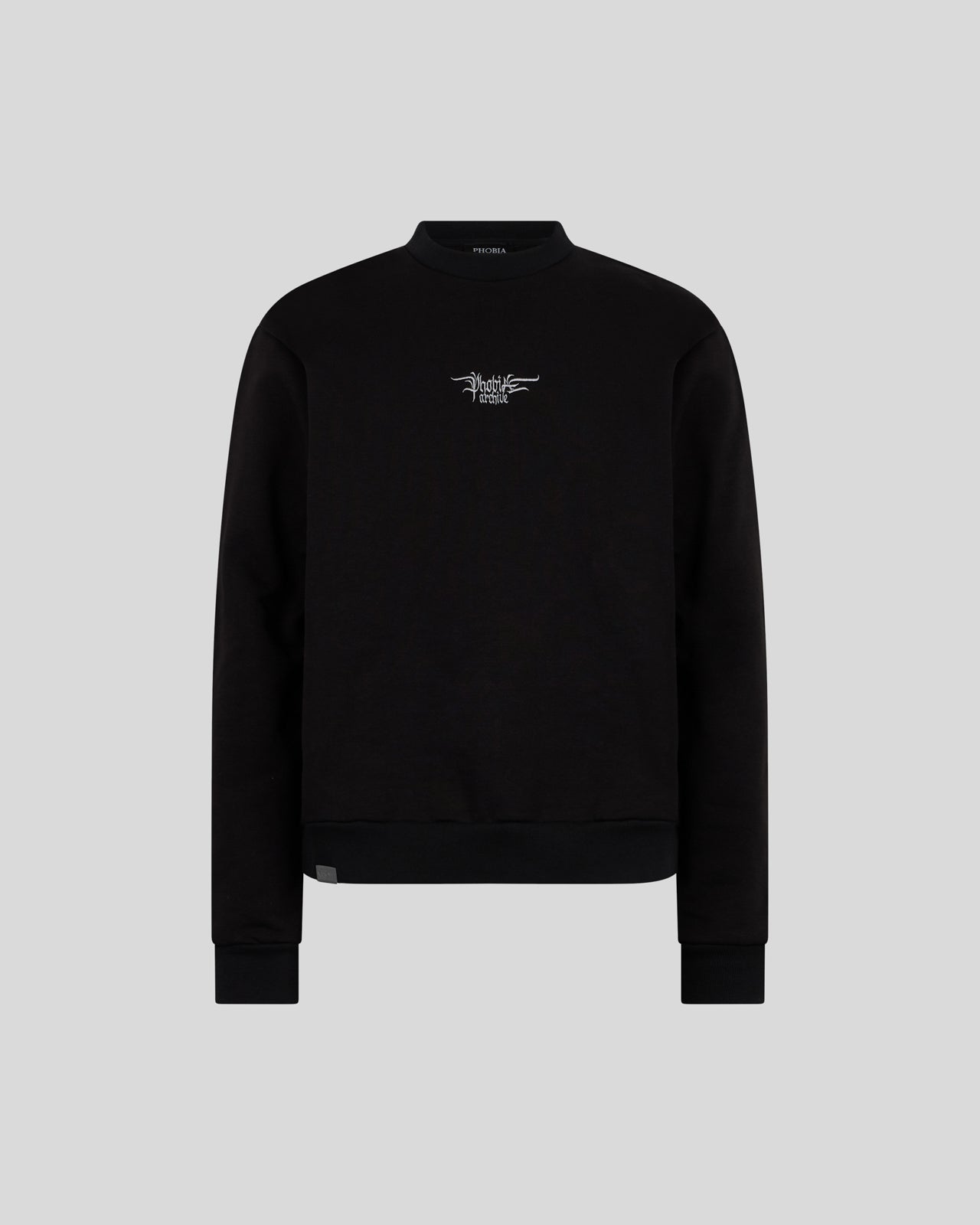 Phobia Archive FELPA NERA CON LOGO GOTICO ED ETICHETTA METALLICA