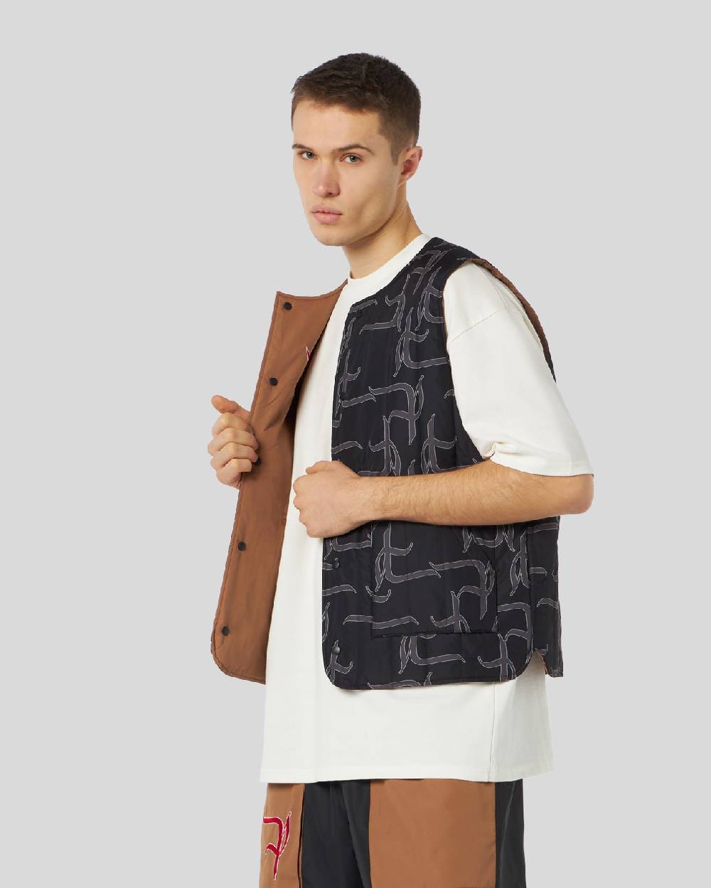 Phobia Archive GILET DOUBLE FACE CON LOGO GOTIC P ALL OVER ED ETICHETTA METALLICA