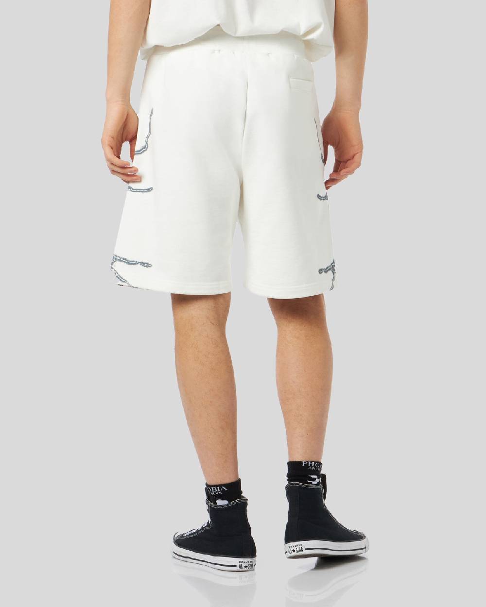 Phobia Archive PANTALONCINO BIANCO CON FULMINI LATERALI GRIGI