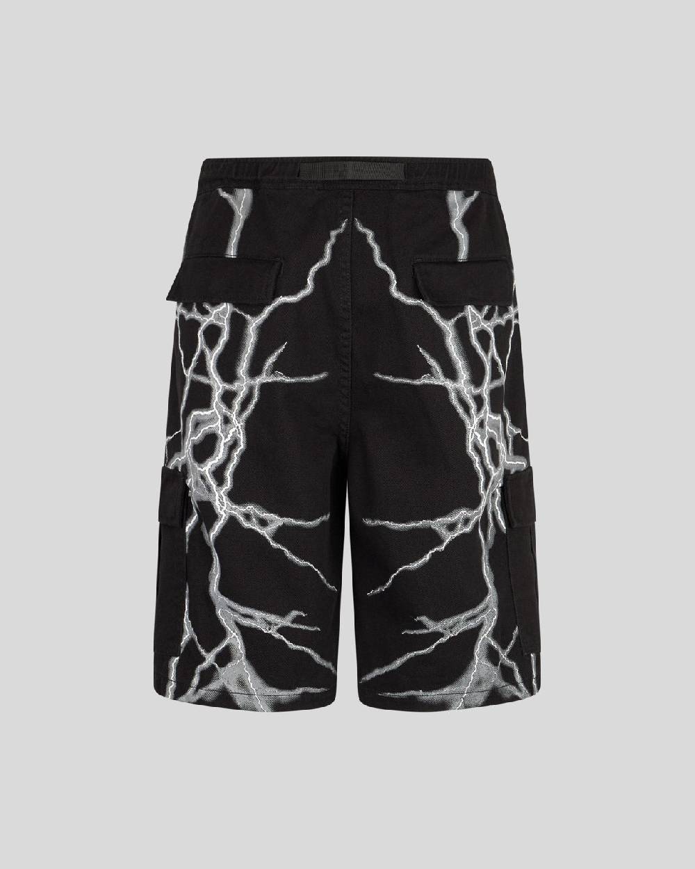 Phobia Archive PANTALONCINO CARGO NERO CON FULMINI LATERALI BIANCHI