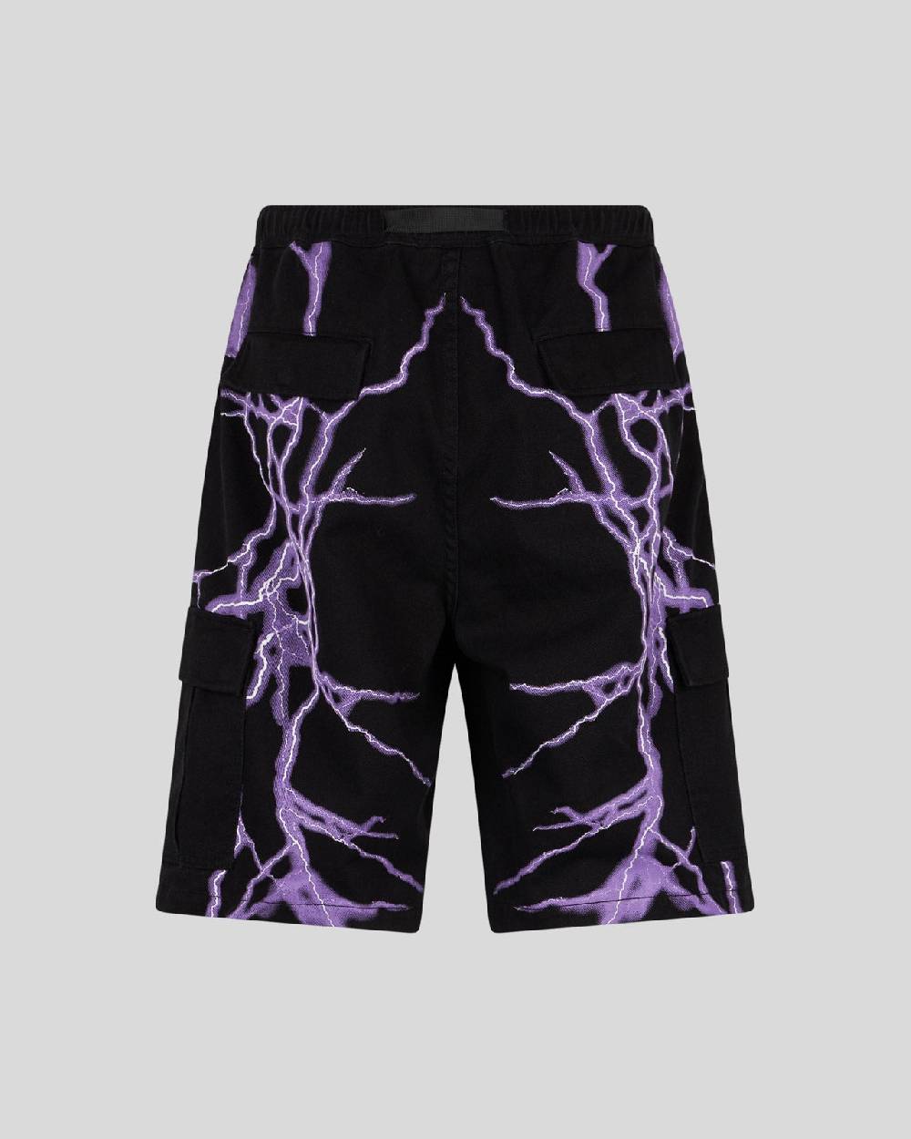 Phobia Archive PANTALONCINO CARGO NERO CON FULMINI LATERALI VIOLA