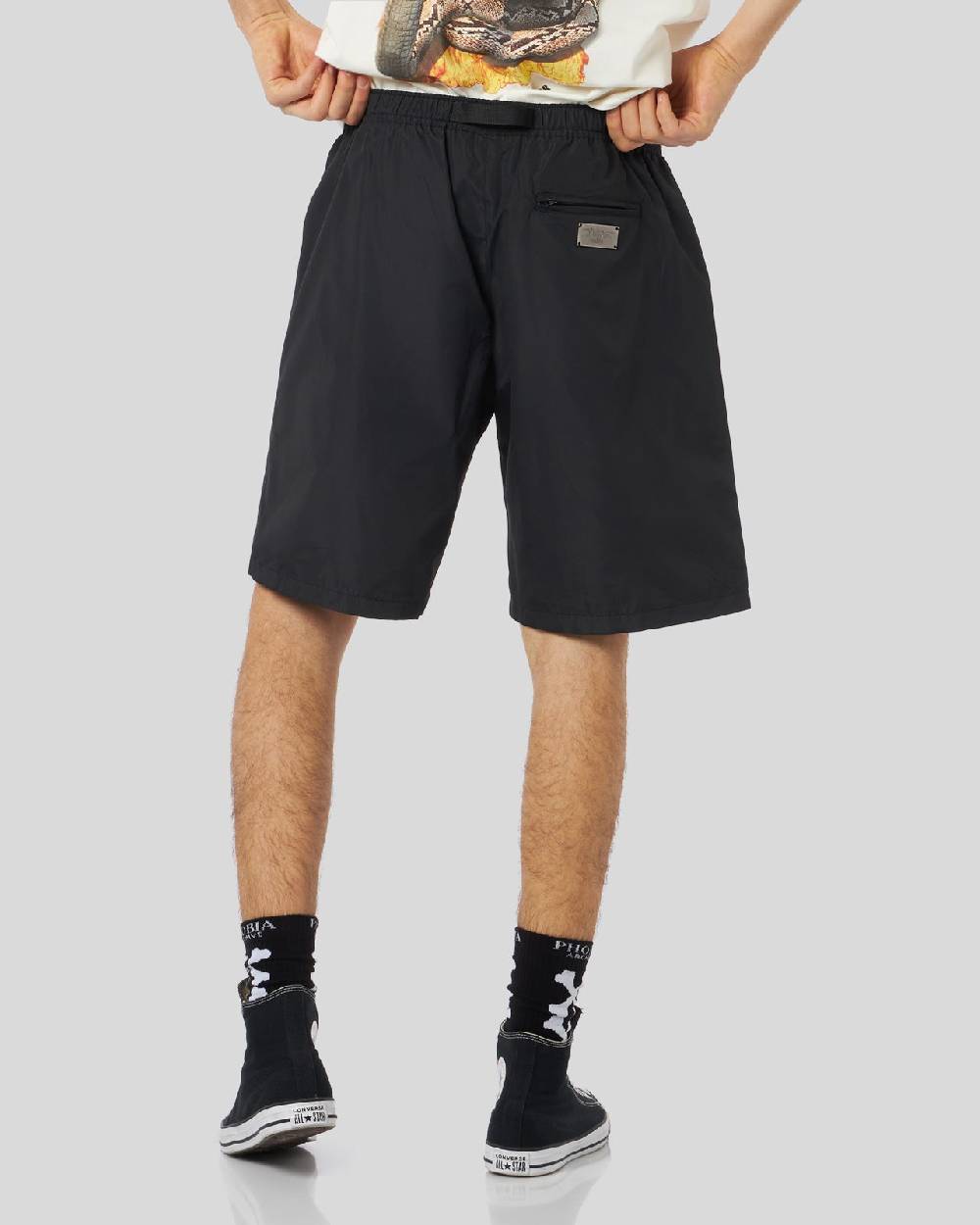 Phobia Archive PANTALONCINO CARGO NERO CON LOGO GOTIC P