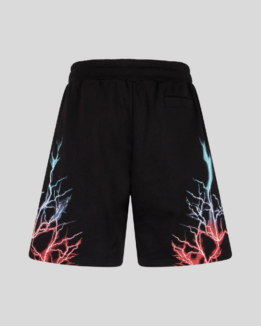 Phobia Archive PANTALONCINO NERO CON FULMINI BICOLORE ROSSO E BLU