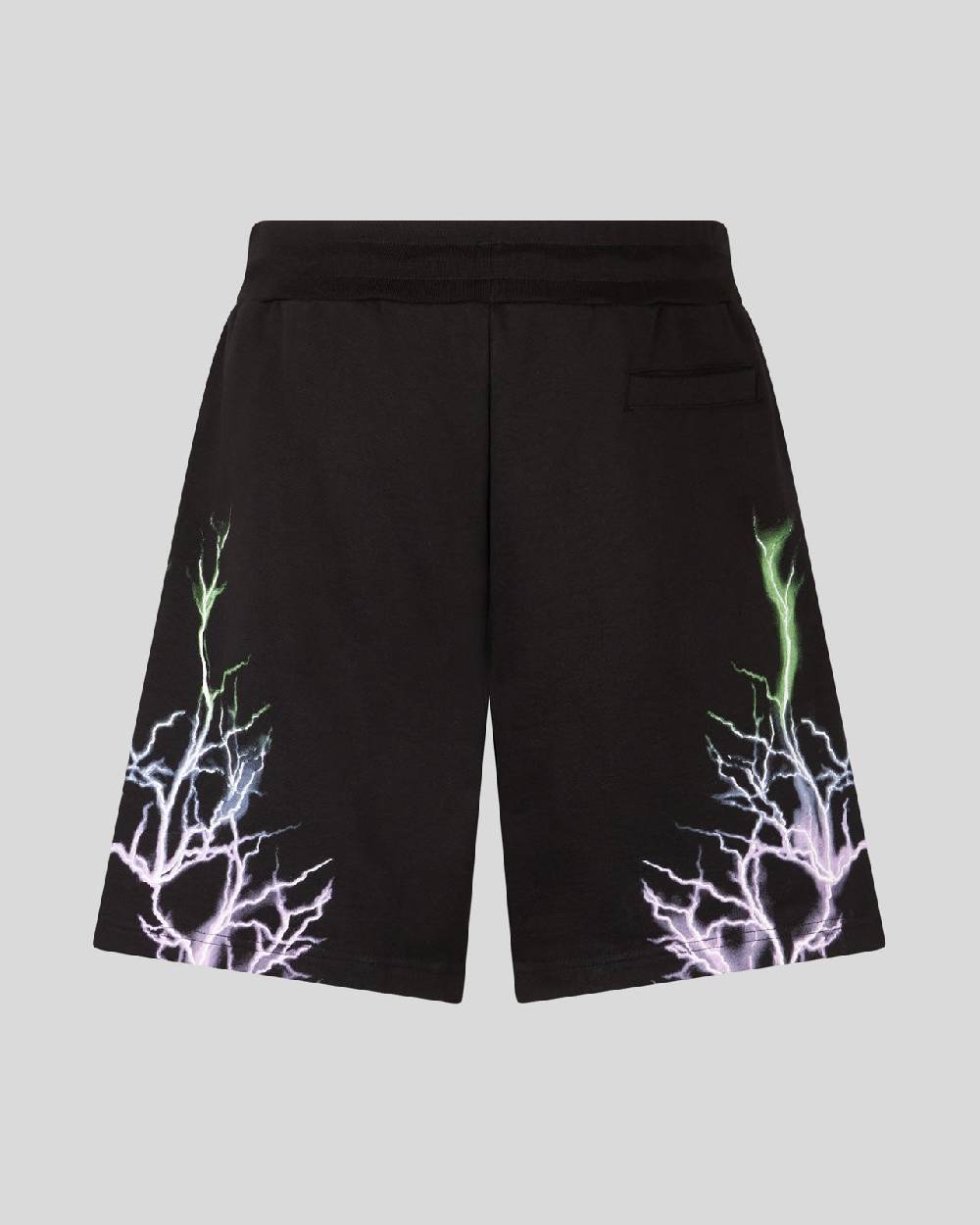 Phobia Archive PANTALONCINO NERO CON FULMINI BICOLORE VIOLA E VERDE