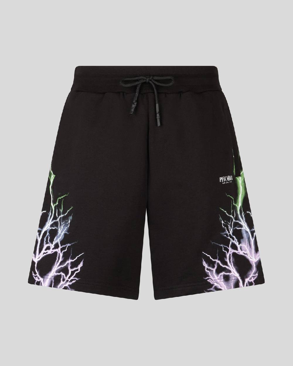 Phobia Archive PANTALONCINO NERO CON FULMINI BICOLORE VIOLA E VERDE