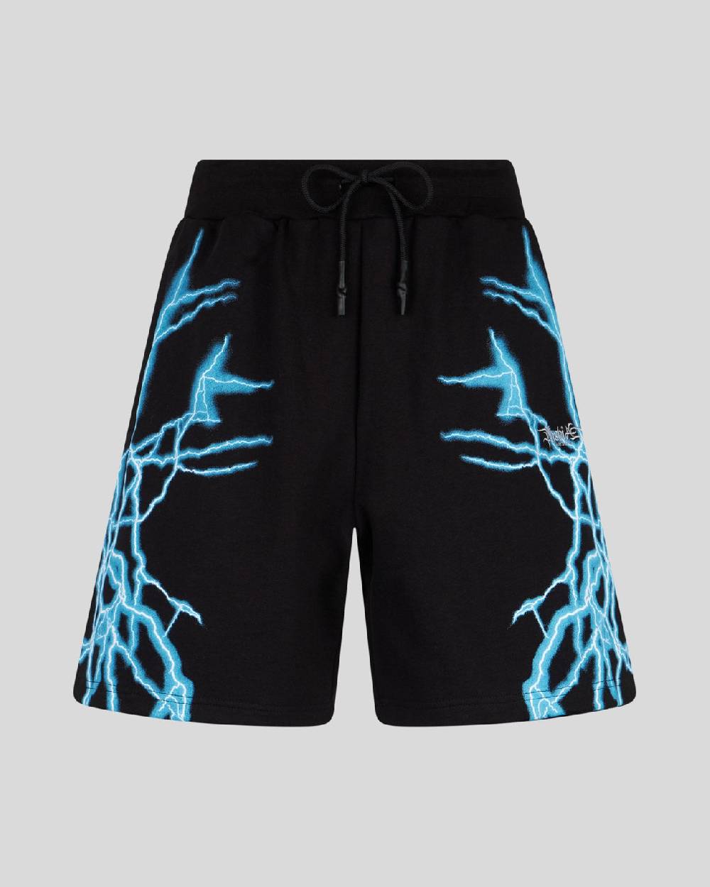 Phobia Archive PANTALONCINO NERO CON FULMINI LATERALI AZZURRI