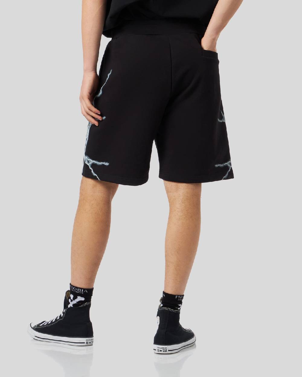 Phobia Archive PANTALONCINO NERO CON FULMINI LATERALI BIANCHI