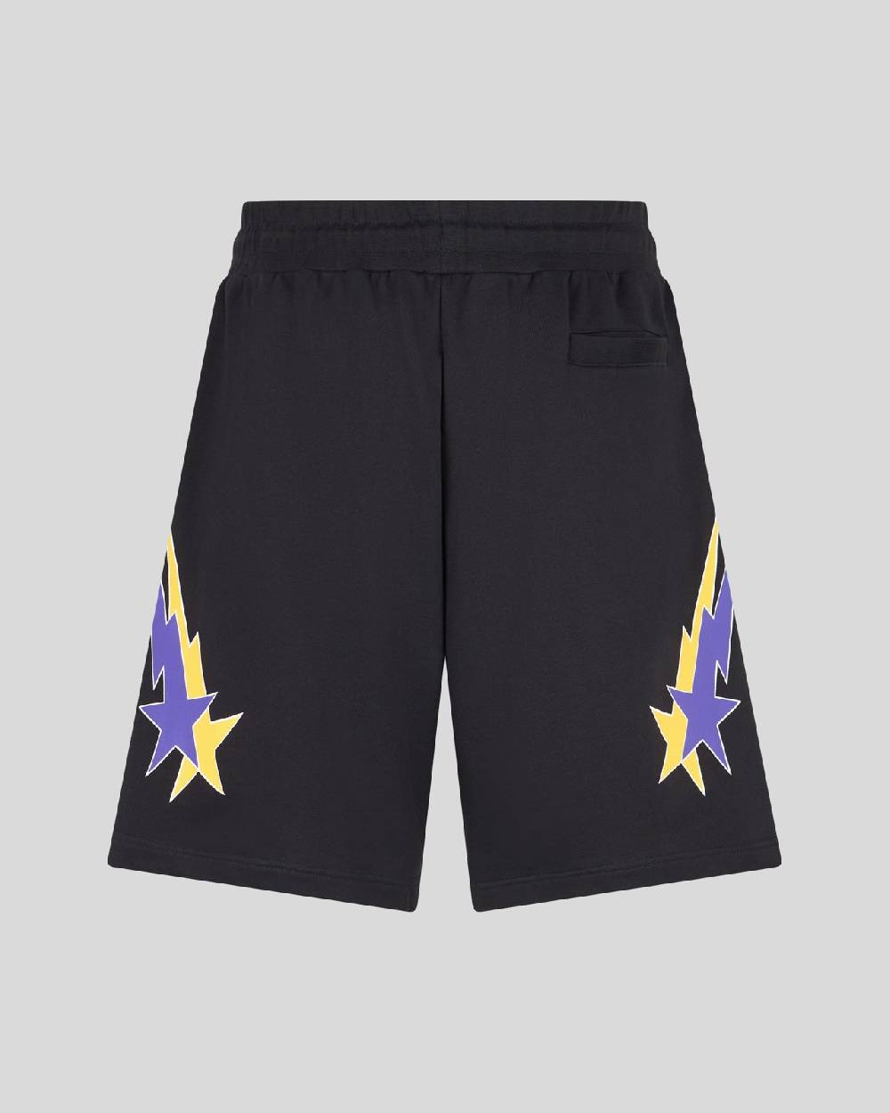 Phobia Archive PANTALONCINO NERO CON GRAFICA STARRY LIGHTNING GIALLA E VIOLA