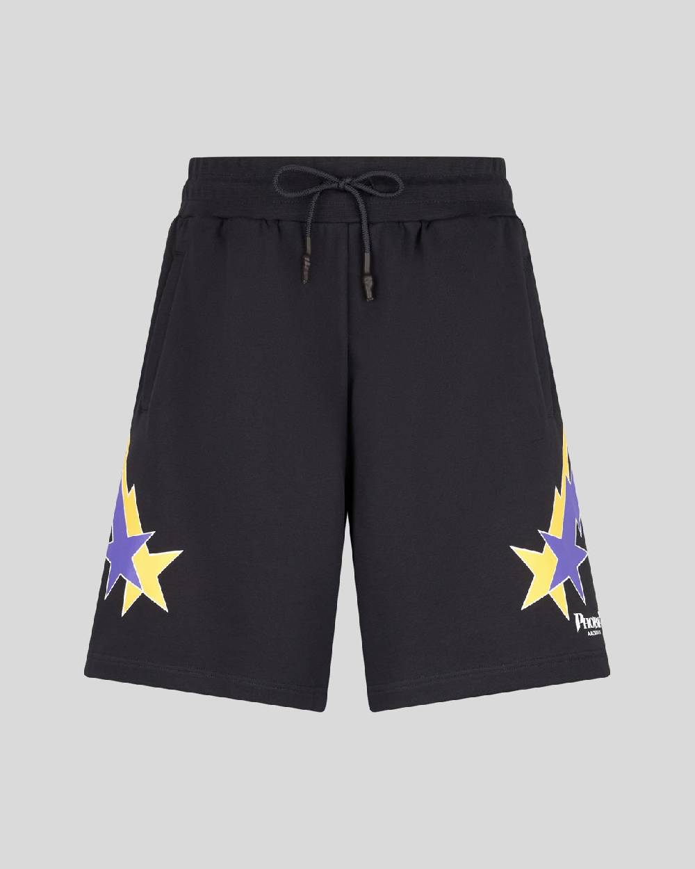 Phobia Archive PANTALONCINO NERO CON GRAFICA STARRY LIGHTNING GIALLA E VIOLA