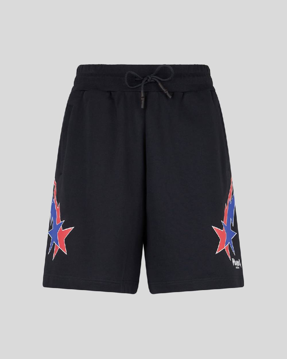 Phobia Archive PANTALONCINO NERO CON GRAFICA STARRY LIGHTNING ROSSA E BLU