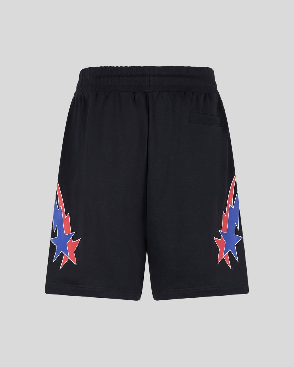 Phobia Archive PANTALONCINO NERO CON GRAFICA STARRY LIGHTNING ROSSA E BLU