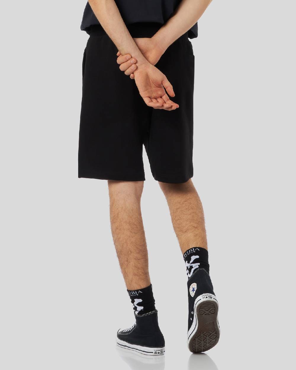 Phobia Archive PANTALONCINO NERO CON GRAFICA TRIPLE SKULL ROSSA