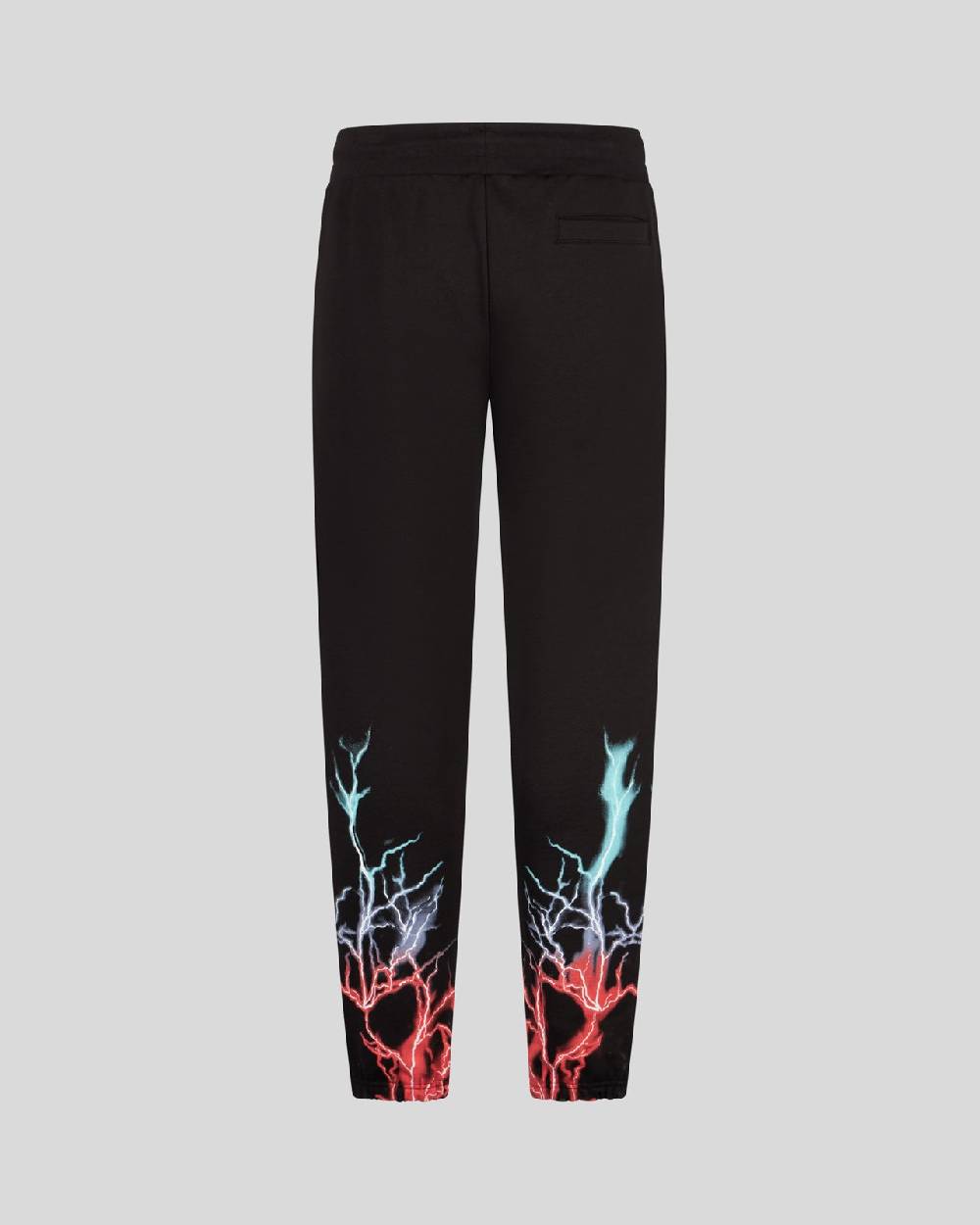 Phobia Archive PANTALONCINO NERO CON STAMPA FULMINE BI-COLORE ROSSO E BLU