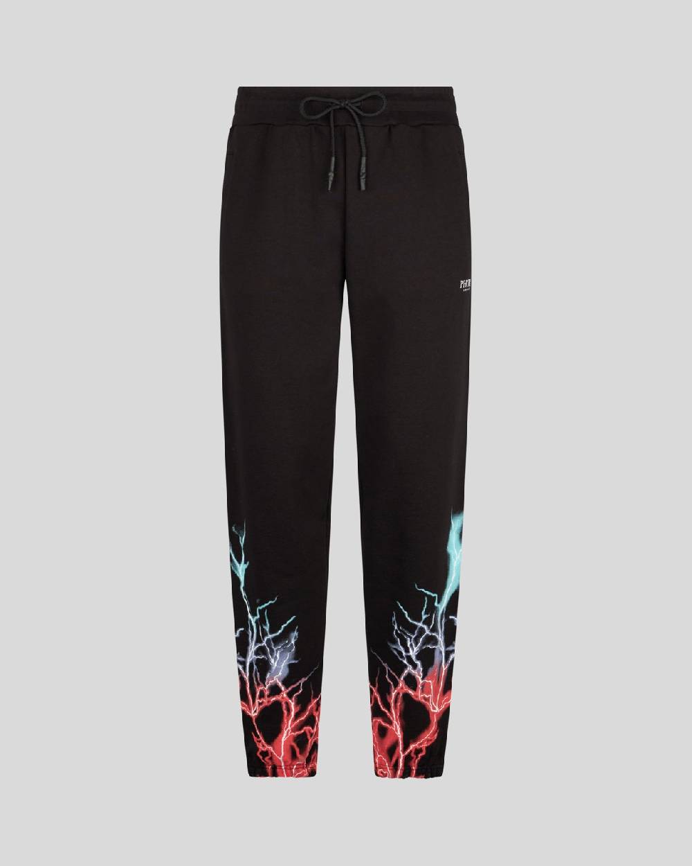 Phobia Archive PANTALONCINO NERO CON STAMPA FULMINE BI-COLORE ROSSO E BLU