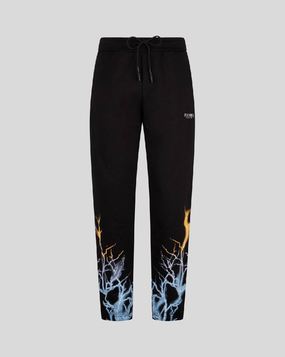 Phobia Archive PANTALONCINO NERO CON STAMPA FULMINE BICOLORE GIALLO E BLU