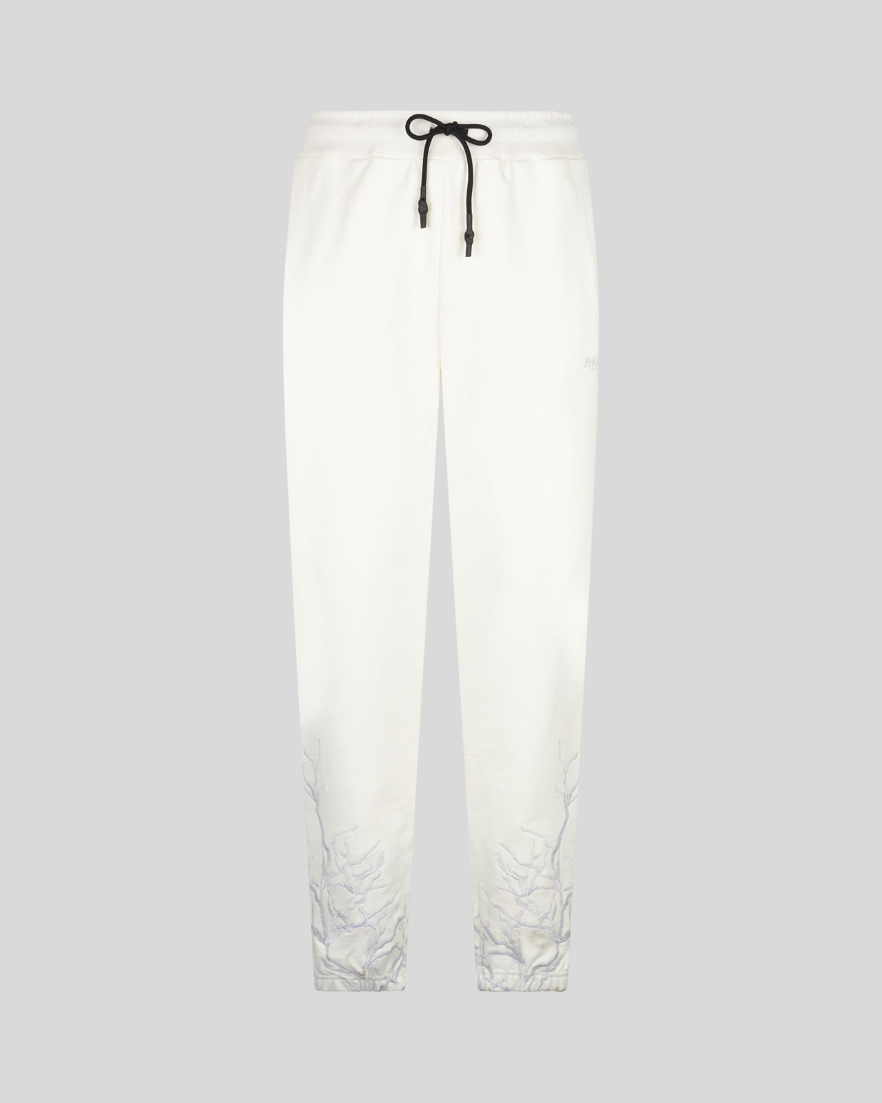 Phobia Archive PANTALONE BIANCO CON FULMINE GRIGIO RICAMATO