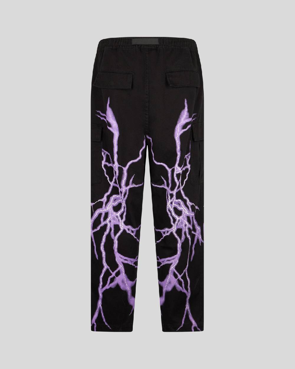 Phobia Archive PANTALONE CARGO NERO CON FULMINE LATERALE VIOLA