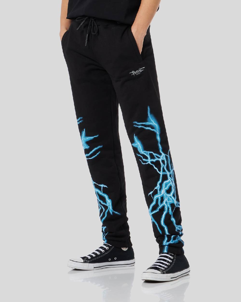 Phobia Archive PANTALONE NERO CON FULMINE LATERALE BLU