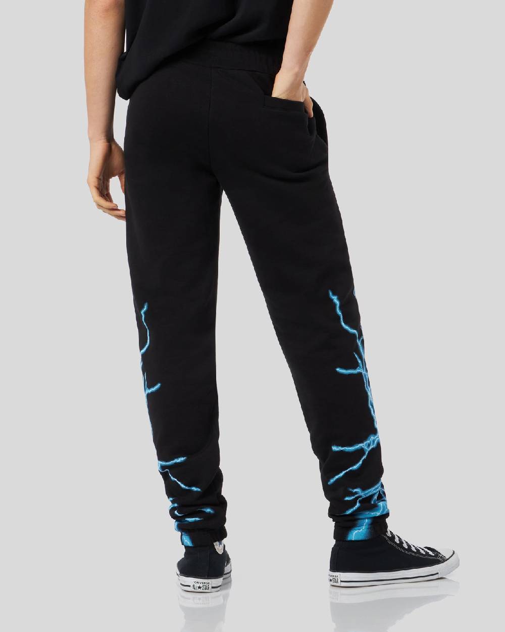 Phobia Archive PANTALONE NERO CON FULMINE LATERALE BLU