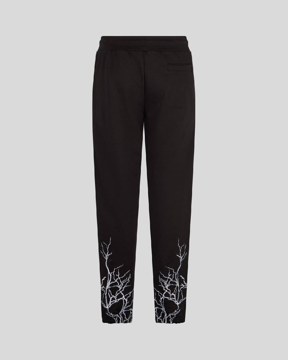 Phobia Archive PANTALONE NERO CON FULMINI RICAMATI GRIGI