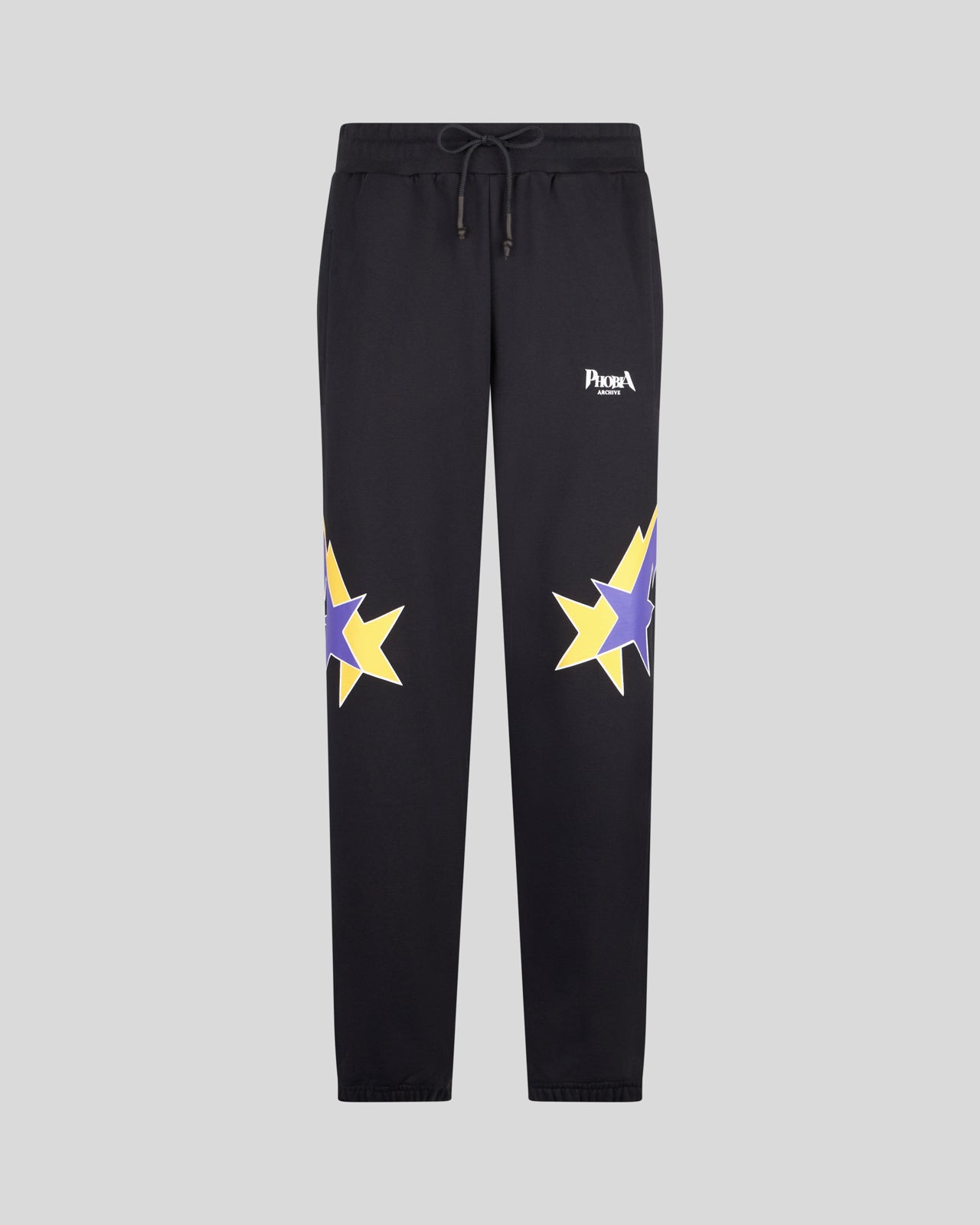 Phobia Archive PANTALONE NERO CON STAMPA STARRY LIGHTNING GIALLA E VIOLA