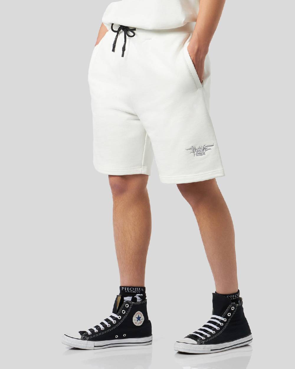 Phobia Archive PANTALONCINO BIANCO CON LOGO GOTICO