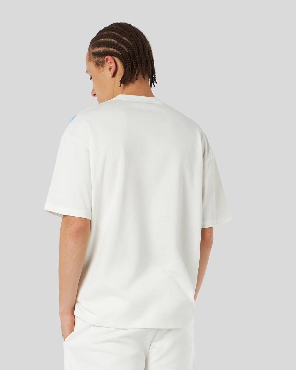 Phobia Archive T-SHIRT BIANCA CON FULMINI LATERALI AZZURRI