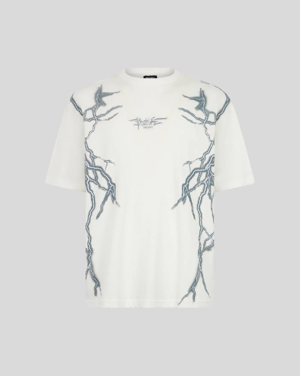 Phobia Archive T-SHIRT BIANCA CON FULMINI LATERALI GRIGI