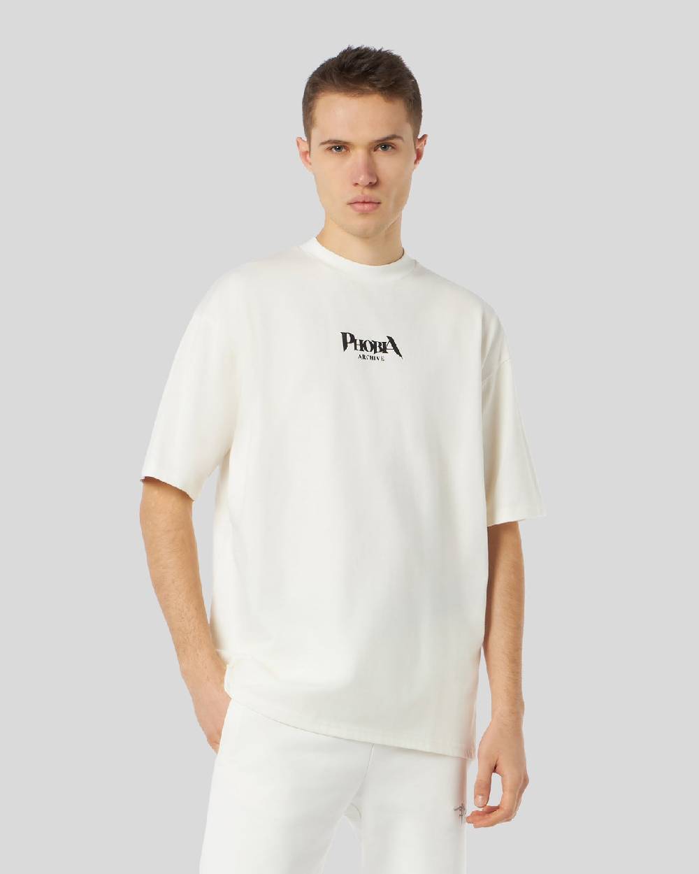 Phobia Archive T-SHIRT BIANCA CON GRAFICA BAT EYE VIOLA