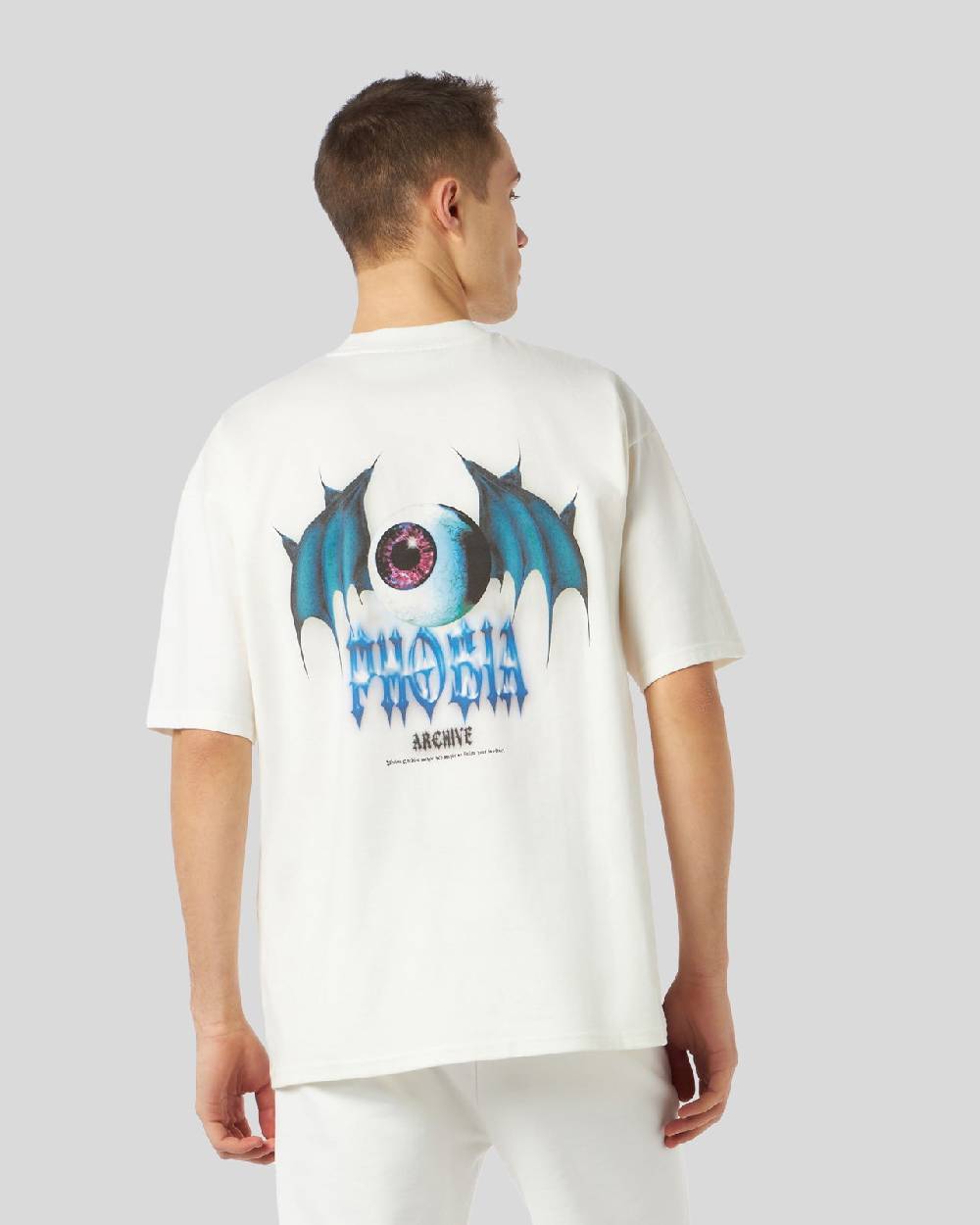 Phobia Archive T-SHIRT BIANCA CON GRAFICA BAT EYE VIOLA