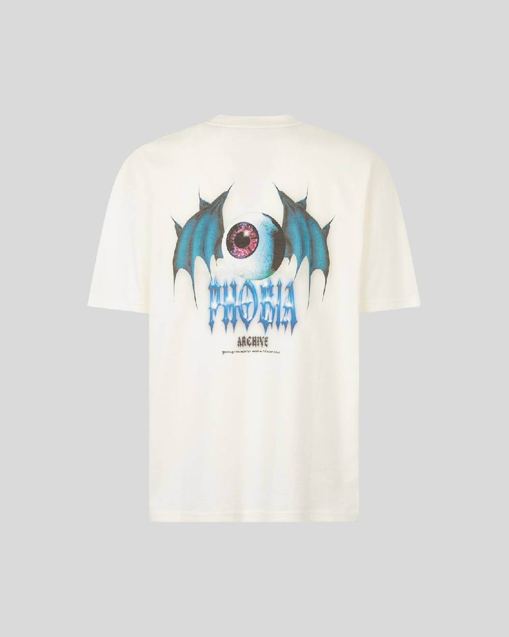 Phobia Archive T-SHIRT BIANCA CON GRAFICA BAT EYE VIOLA