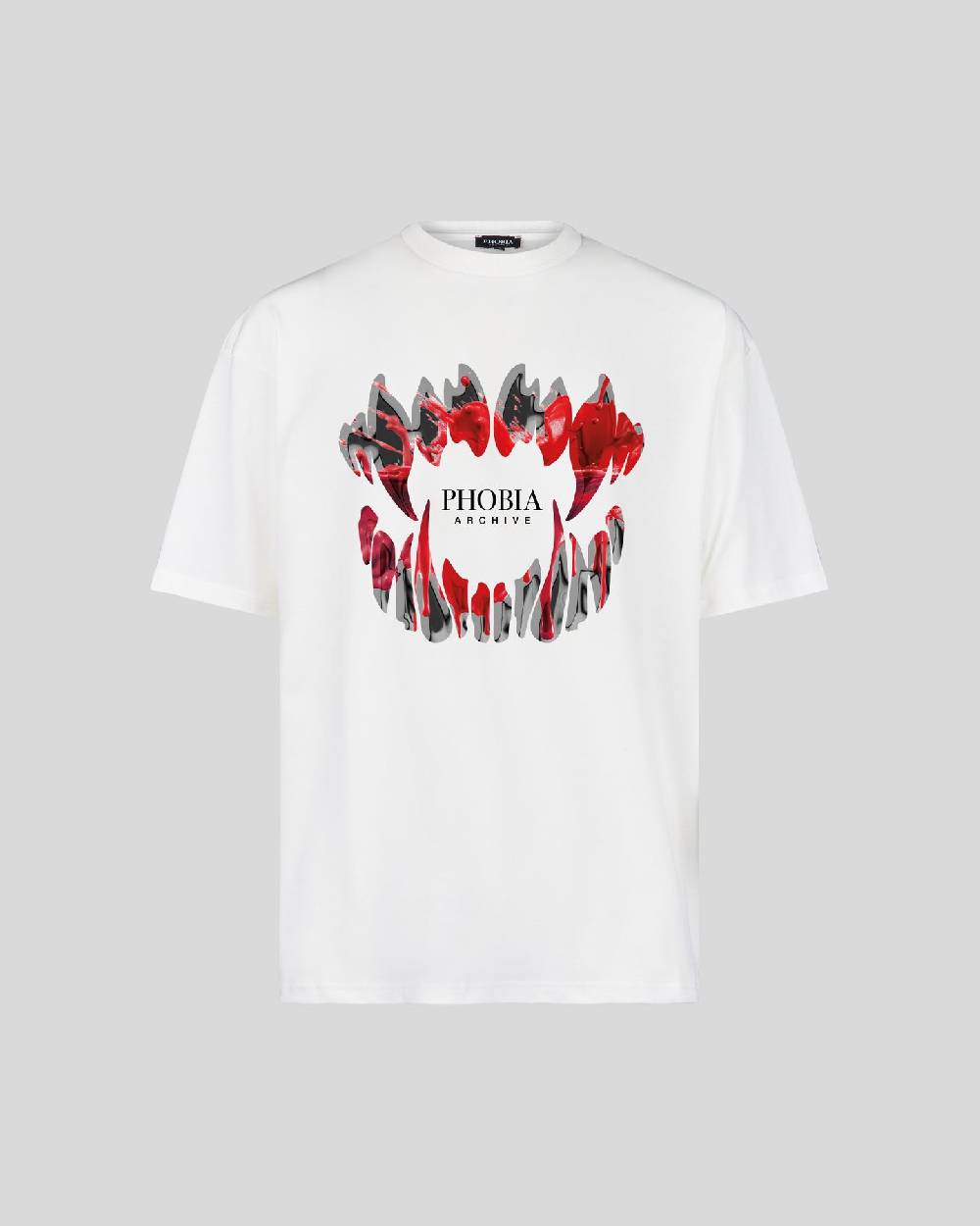 Phobia Archive T-SHIRT BIANCA CON GRAFICA DEMON BITE INSANGUINATA Phobia Archive T-SHIRT BIANCA CON GRAFICA DEMON BITE INSANGUINATA
