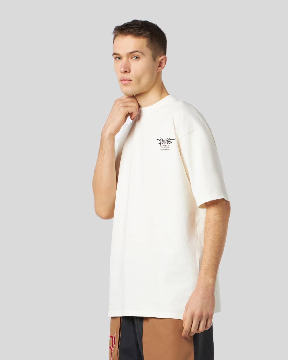 Phobia Archive T-SHIRT BIANCA CON GRAFICA FIERY COBRA ARANCIONE