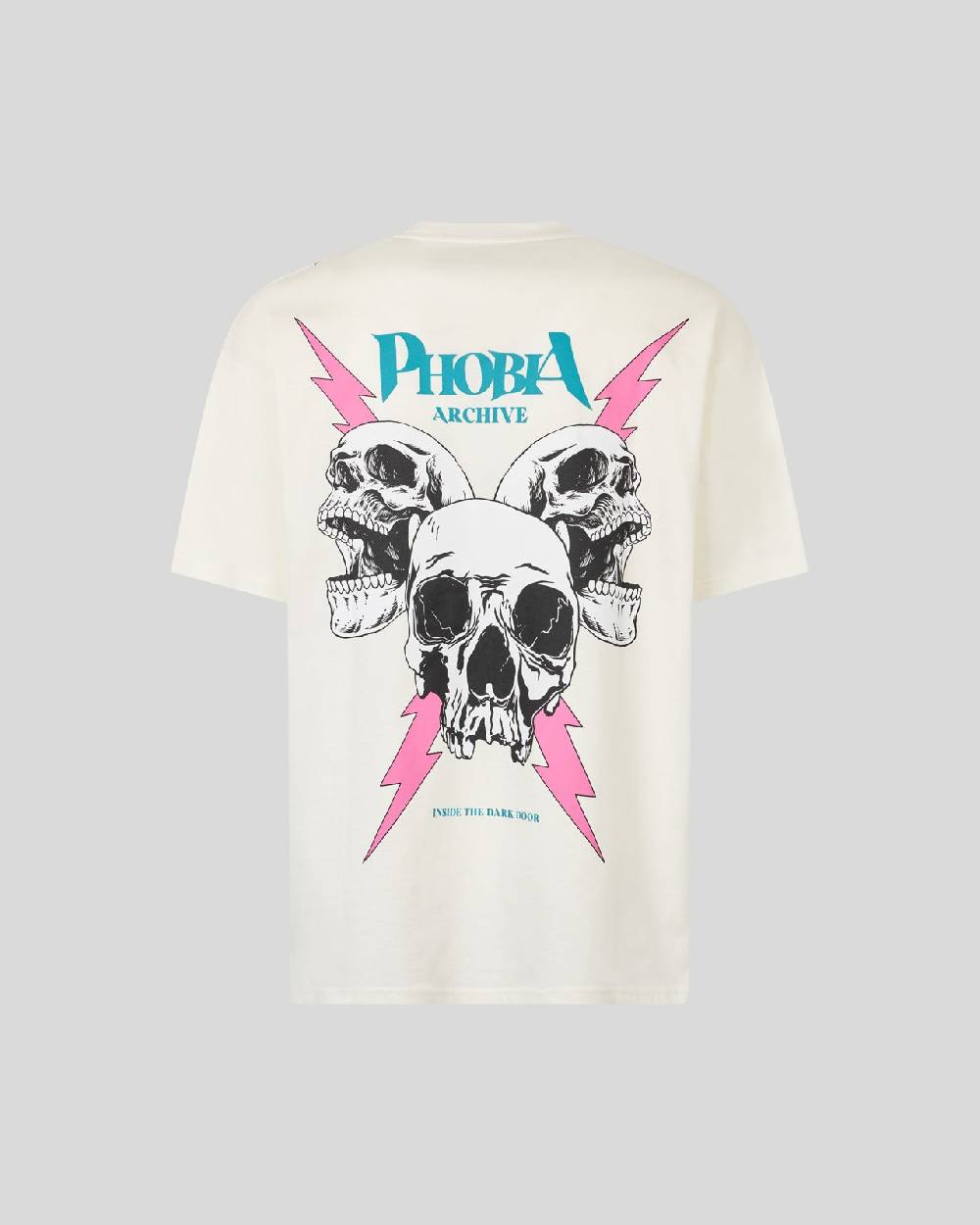 Phobia Archive T-SHIRT BIANCA CON GRAFICA SCREAMING SKULLS ROSA