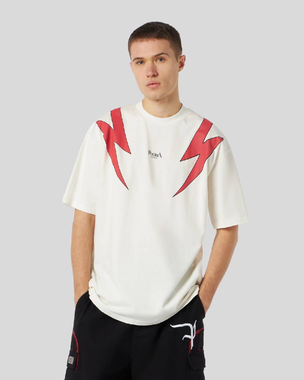 Phobia Archive T-SHIRT BIANCA CON GRAFICA SCREAMING SKULLS ROSSA