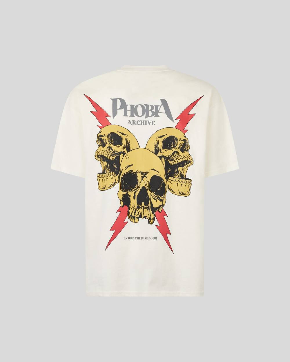 Phobia Archive T-SHIRT BIANCA CON GRAFICA SCREAMING SKULLS ROSSA