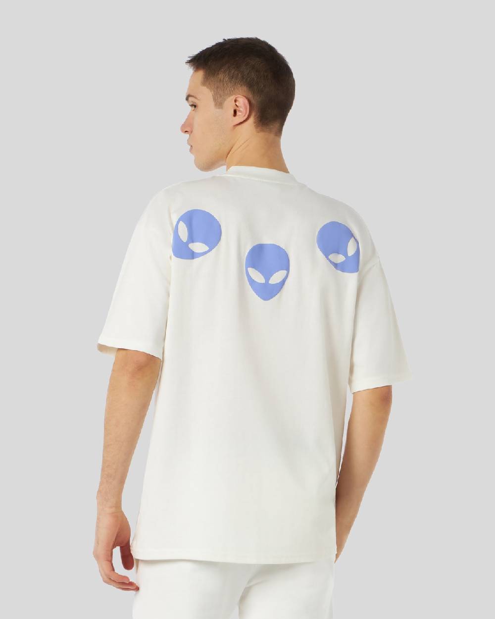 Phobia Archive T-SHIRT BIANCA CON GRAFICA TRIPLE ALIEN VIOLA