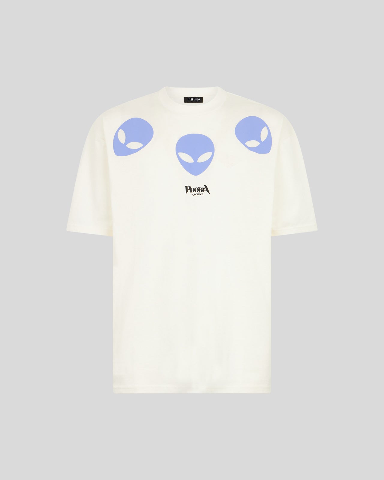 Phobia Archive T-SHIRT BIANCA CON GRAFICA TRIPLE ALIEN VIOLA