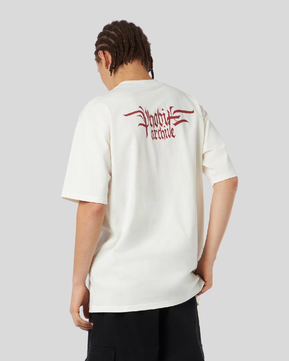 Phobia Archive T-SHIRT BIANCA CON GRAFICA TRIPLE SKULL ROSSA