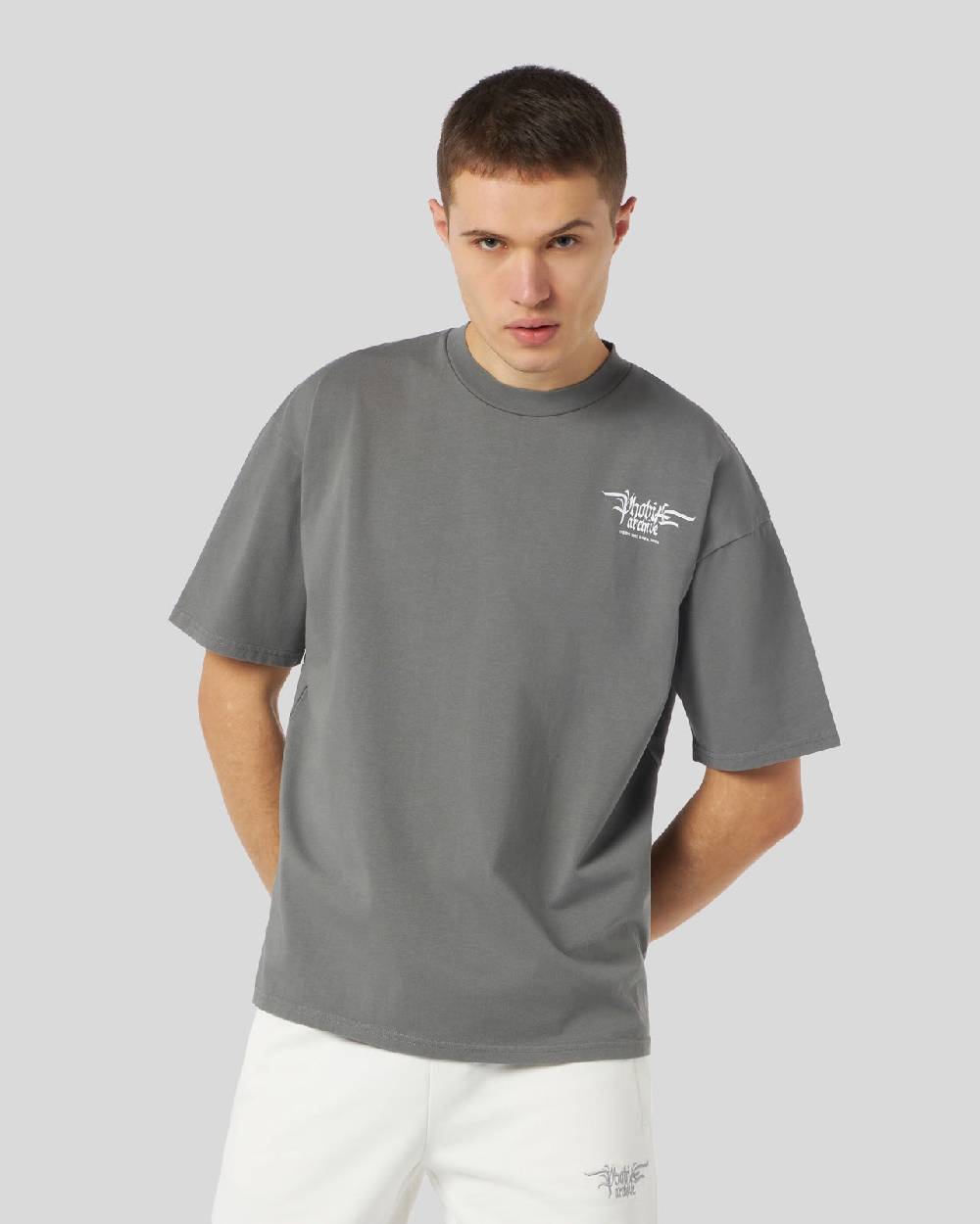 Phobia Archive T-SHIRT GRIGIA CON GRAFICA FIERY COBRA VIOLA