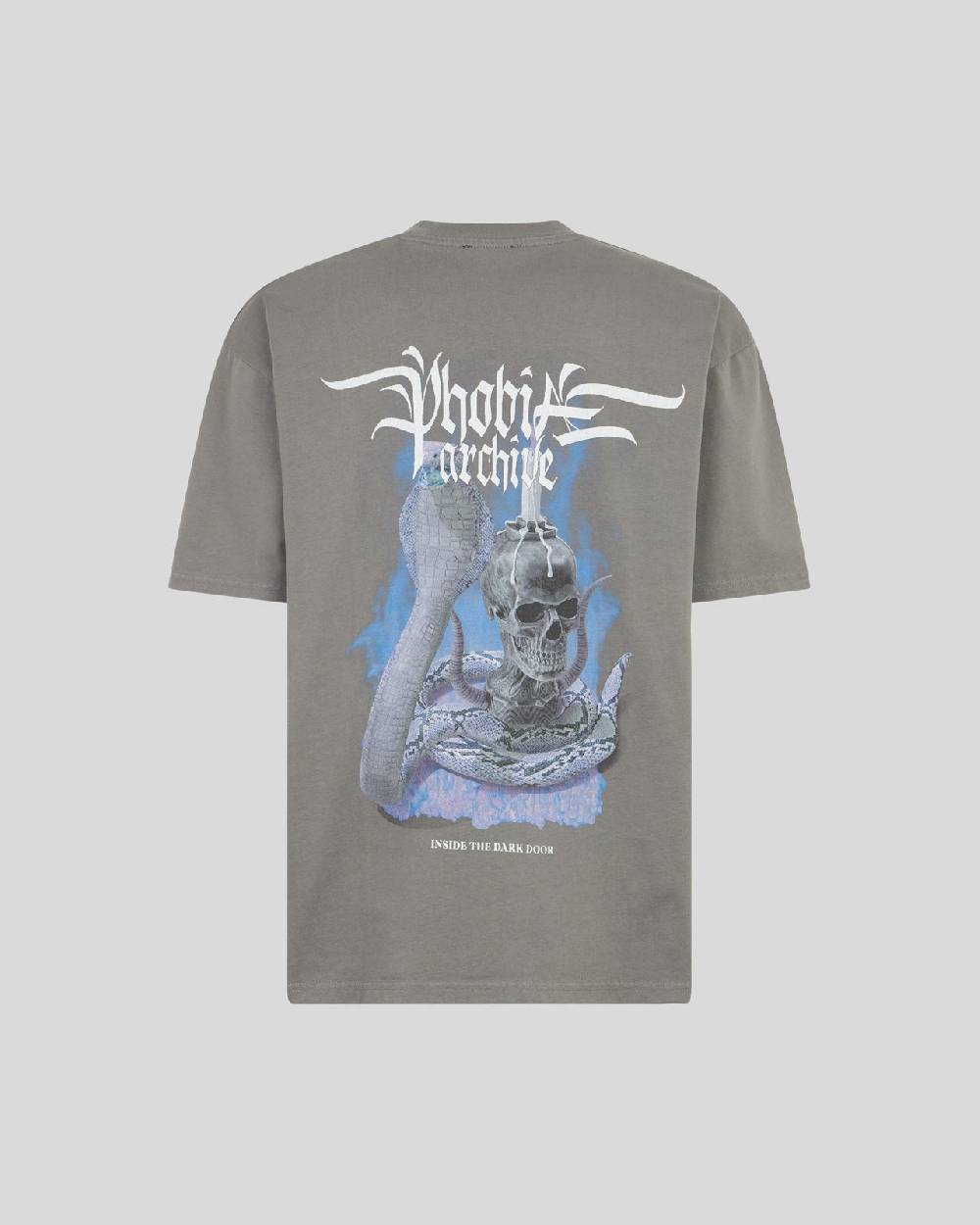 Phobia Archive T-SHIRT GRIGIA CON GRAFICA FIERY COBRA VIOLA