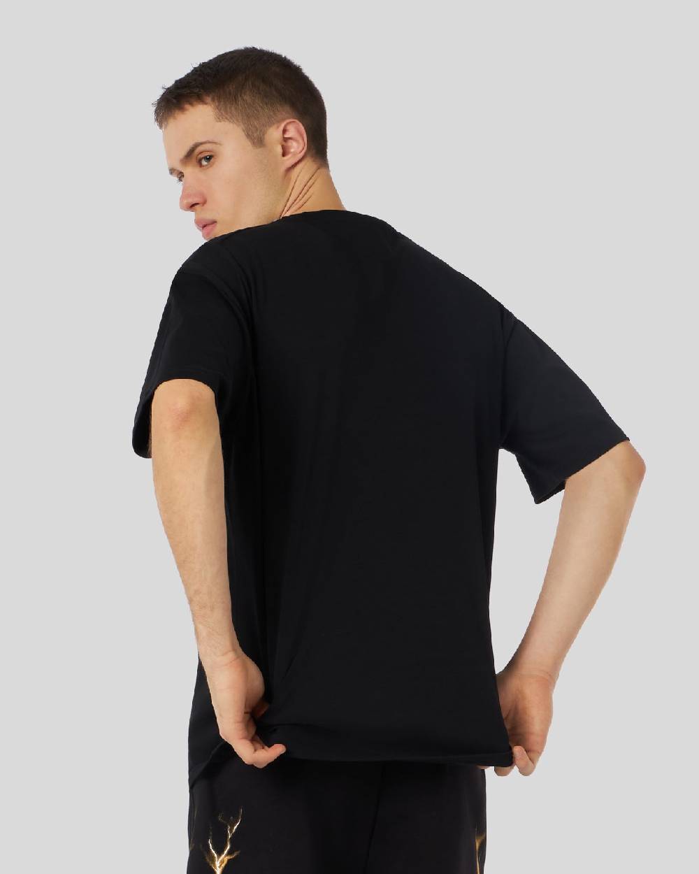 Phobia Archive T-SHIRT NERA CON FULMINI BICOLORE BLU E GIALLO