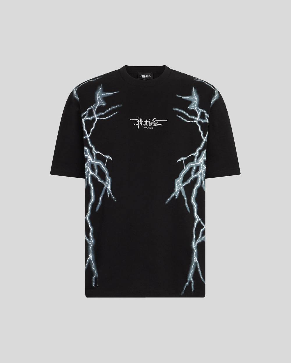 Phobia Archive T-SHIRT NERA CON FULMINI LATERALI BIANCHI