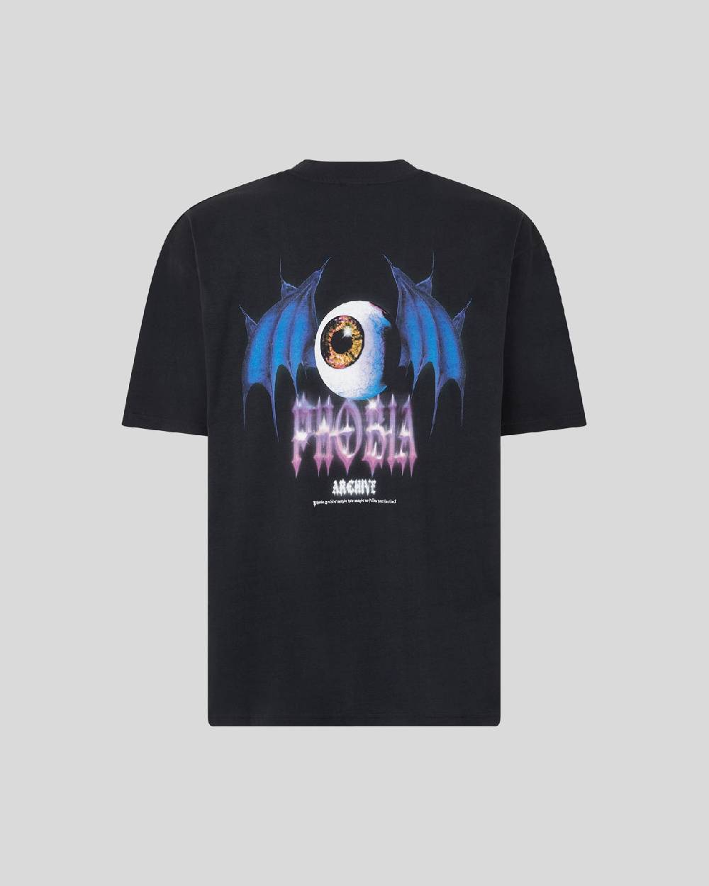 Phobia Archive T-SHIRT NERA CON GRAFICA BAT EYE VIOLA