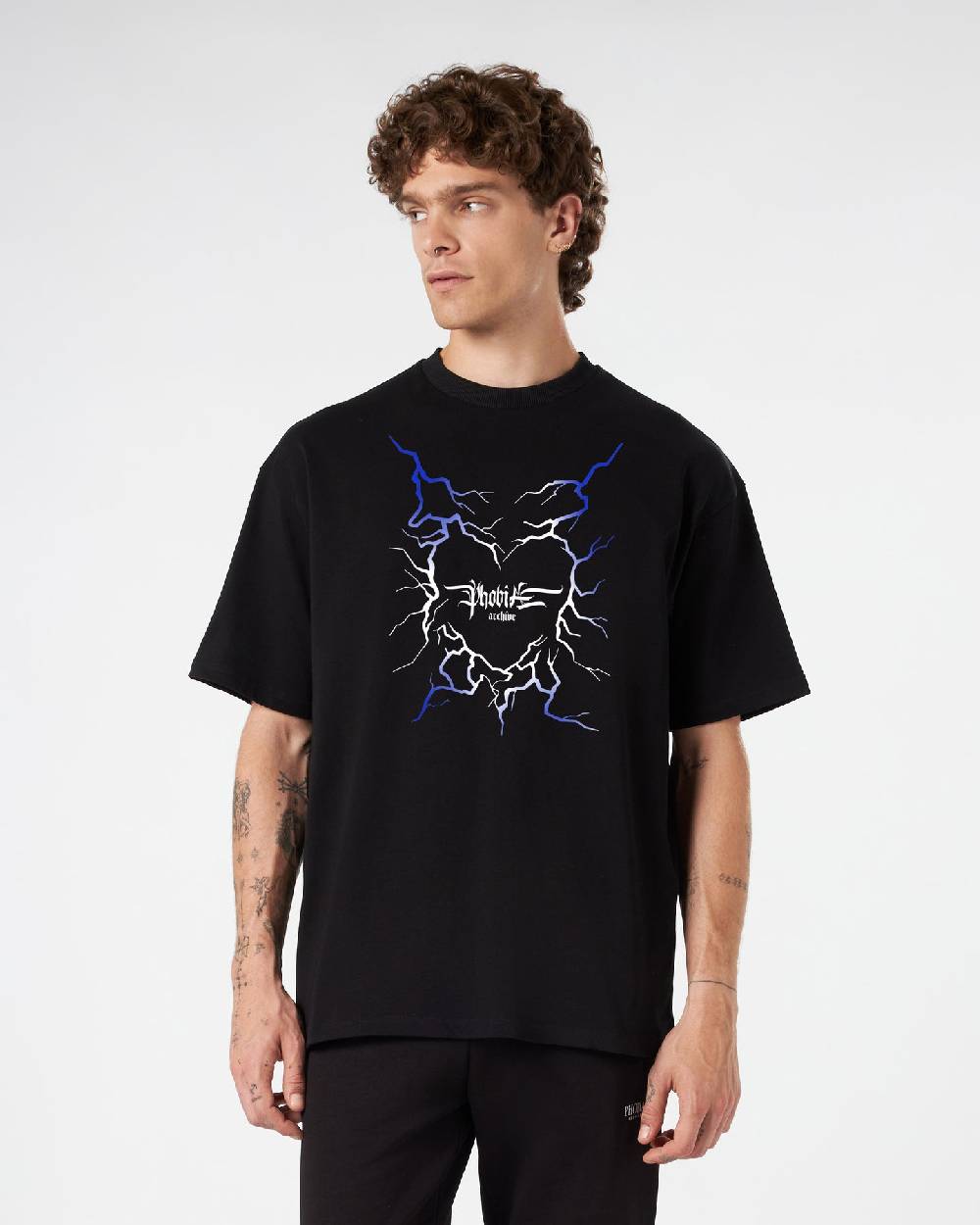 Phobia Archive T-SHIRT NERA CON GRAFICA CUORE LIGHTNING BLU