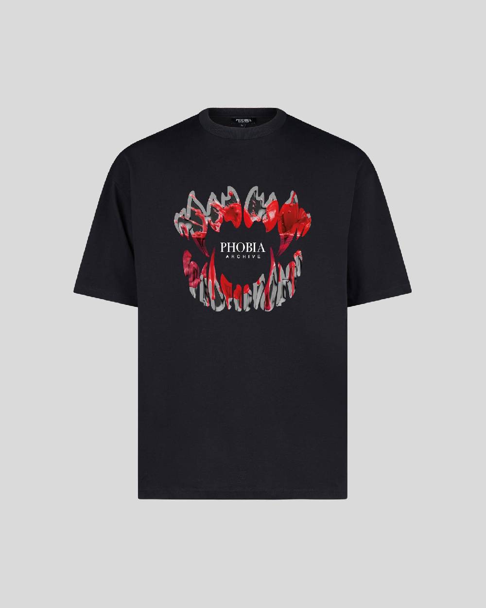 Phobia Archive T-SHIRT NERA CON GRAFICA DEMON BITE INSANGUINATA Phobia Archive T-SHIRT NERA CON GRAFICA DEMON BITE INSANGUINATA