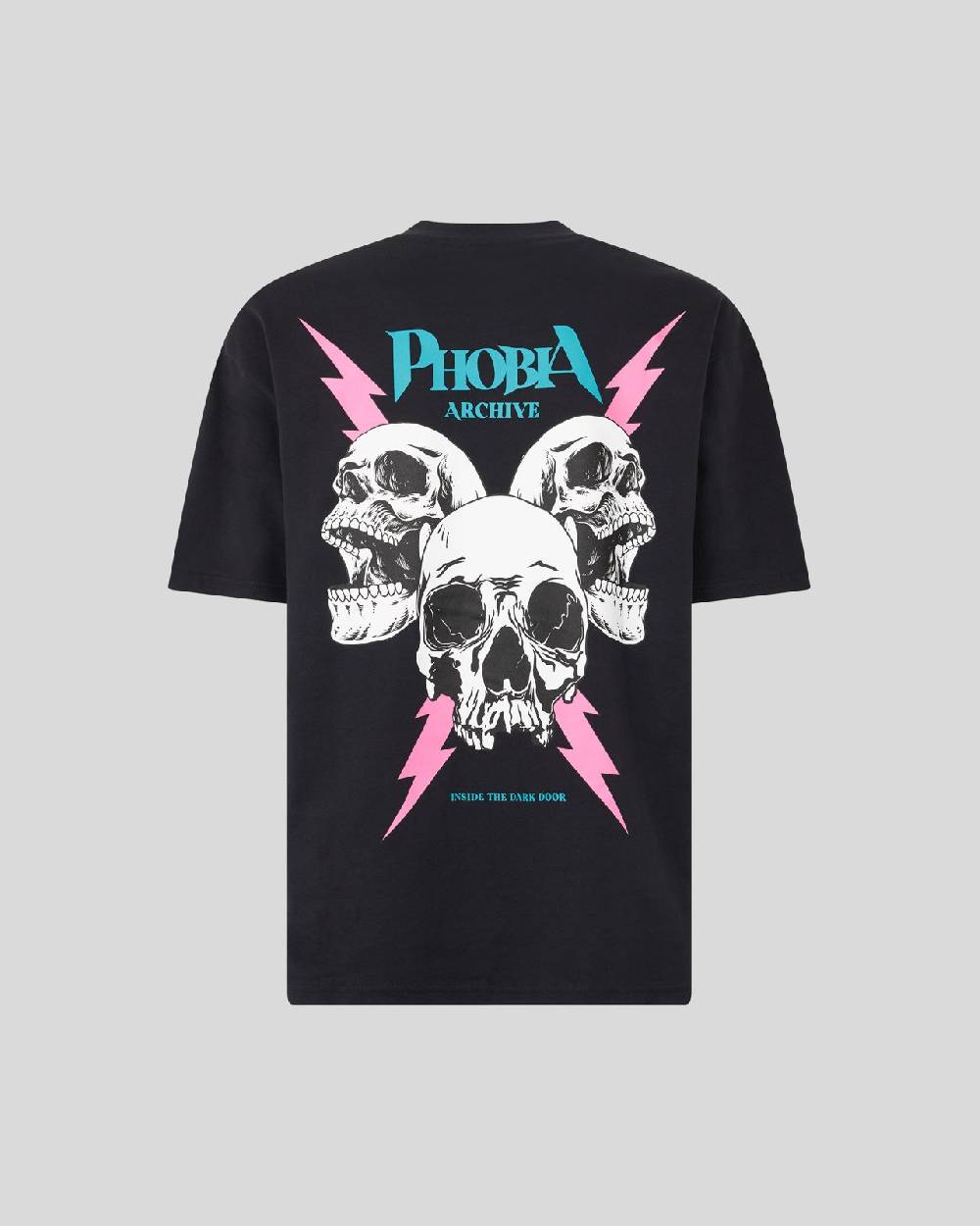 Phobia Archive T-SHIRT NERA CON GRAFICA SCREAMING SKULLS ROSA