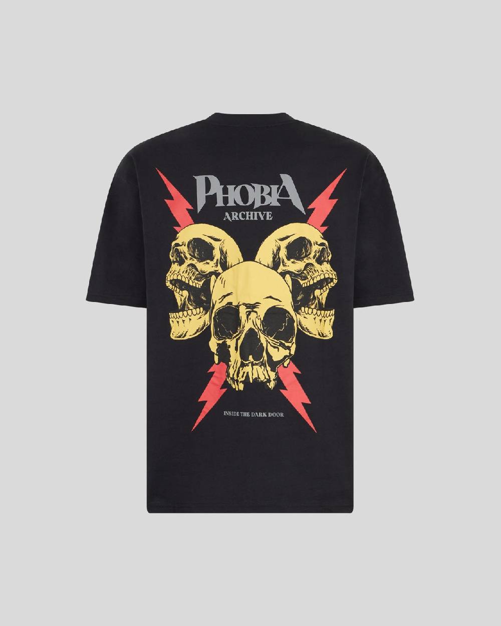 Phobia Archive T-SHIRT NERA CON GRAFICA SCREAMING SKULLS ROSSA