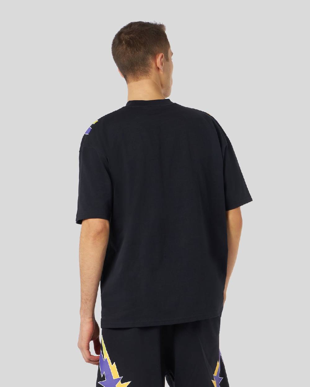 Phobia Archive T-SHIRT NERA CON GRAFICA STARRY LIGHTNING GIALLA E VIOLA