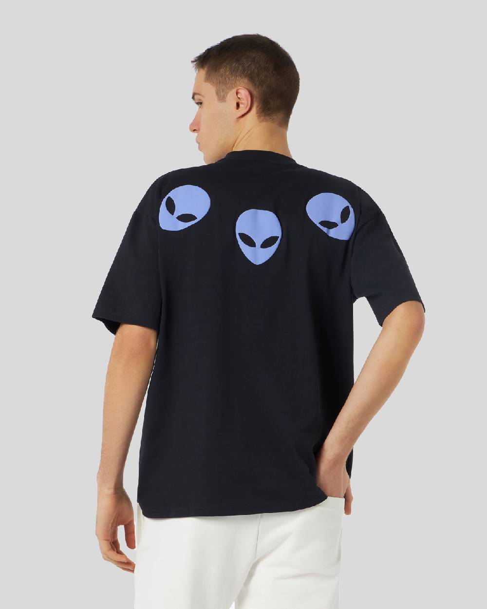 Phobia Archive T-SHIRT NERA CON GRAFICA TRIPLE ALIEN VIOLA